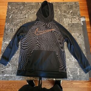 Nike XL Black And Gray Hoodie With Orange Swoosh